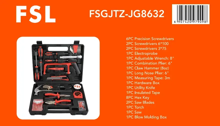 32 Pcs Household Multi-function Hand Tool Box Complete Set
