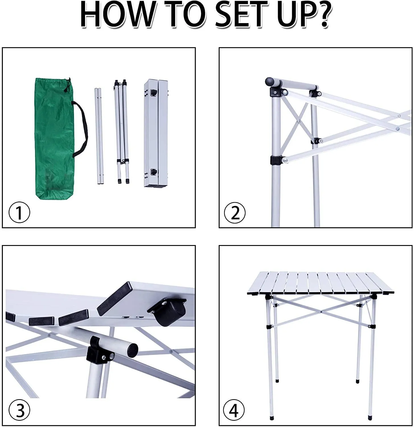 Aluminum Camping Table Lightweight Portable Outdoor Picnic Table with Roll Up Top Carrying Bag for Picnic Beach BBQ Party Traveling Hiking