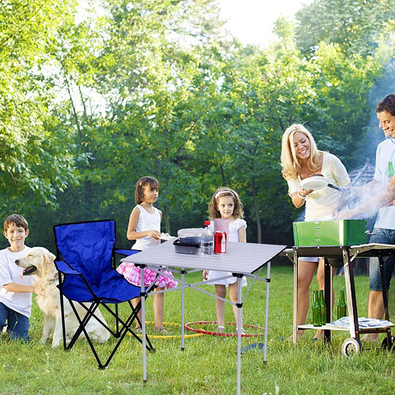 Aluminum Camping Table Lightweight Portable Outdoor Picnic Table with Roll Up Top Carrying Bag for Picnic Beach BBQ Party Traveling Hiking