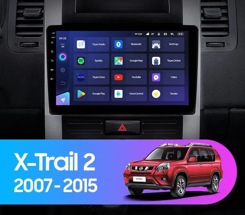 Car Dealz Elite 4G Data Model 10.2" Android 12.0 For Nissan X - Trail T31 2007 - 2015 In Dash Plus OEM Fascia