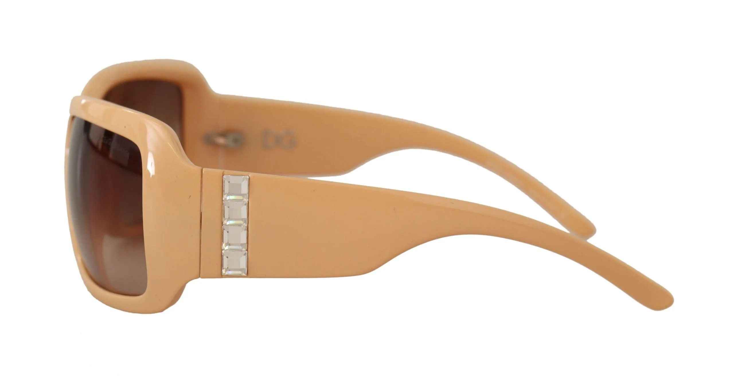 Dolce & Gabbana Beige Cat Eye PVC Frame Brown Lenses Shades Sunglasses