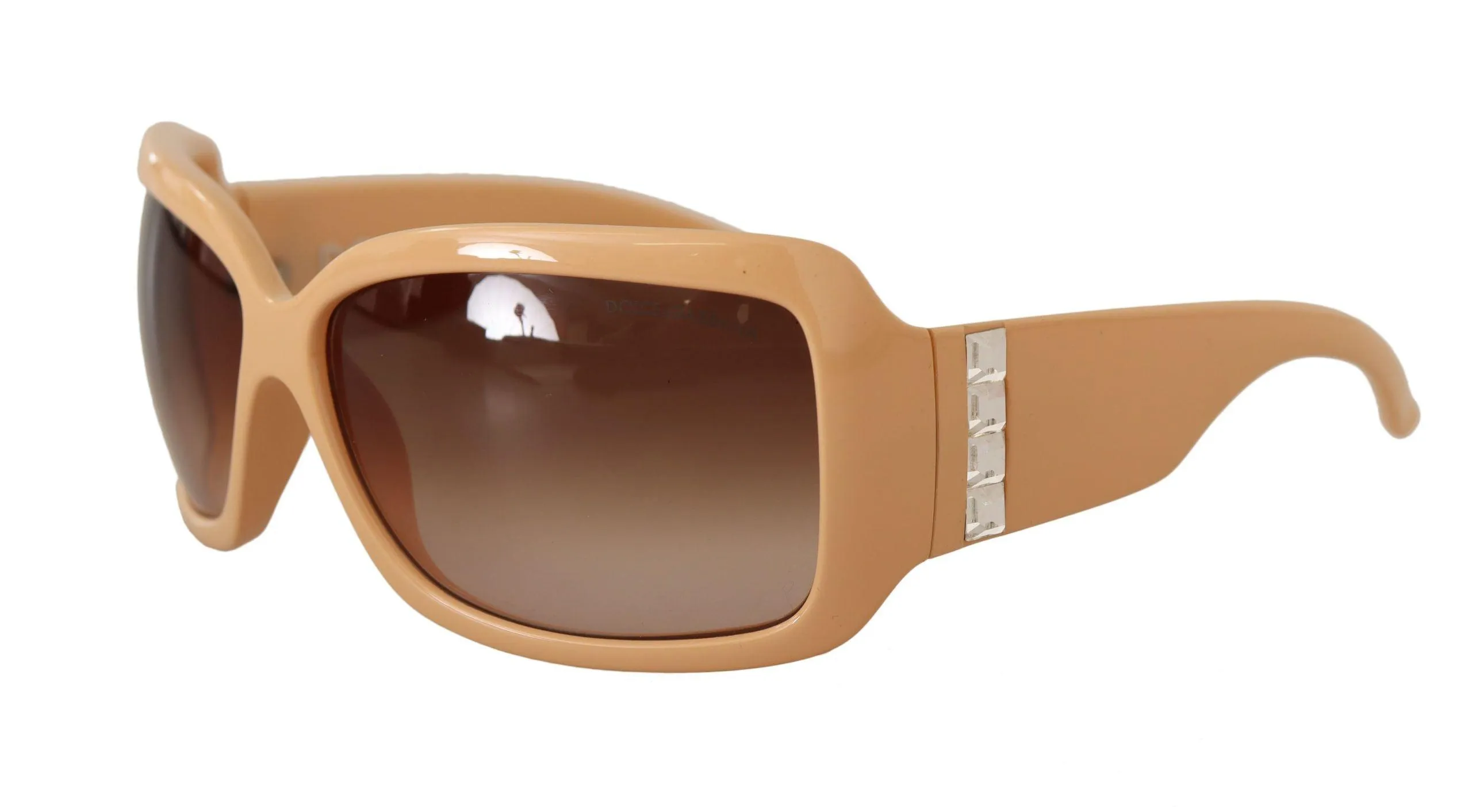 Dolce & Gabbana Beige Cat Eye PVC Frame Brown Lenses Shades Sunglasses