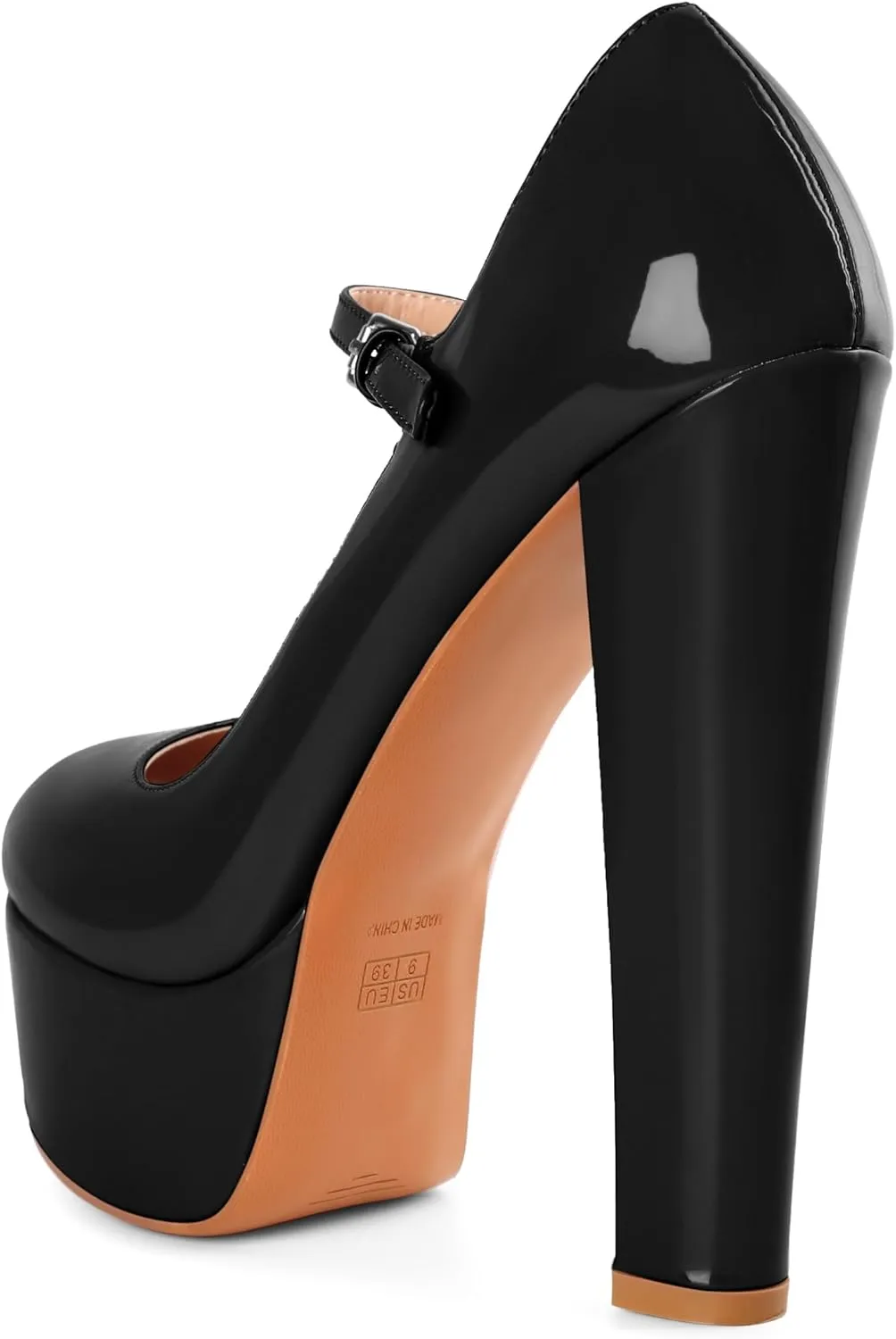 Eldof Women's Round Closed Toe Platform Mary Jane Pumps Block Chunky High Heel Sexy Wedding Dressy Shoes 6 Inches