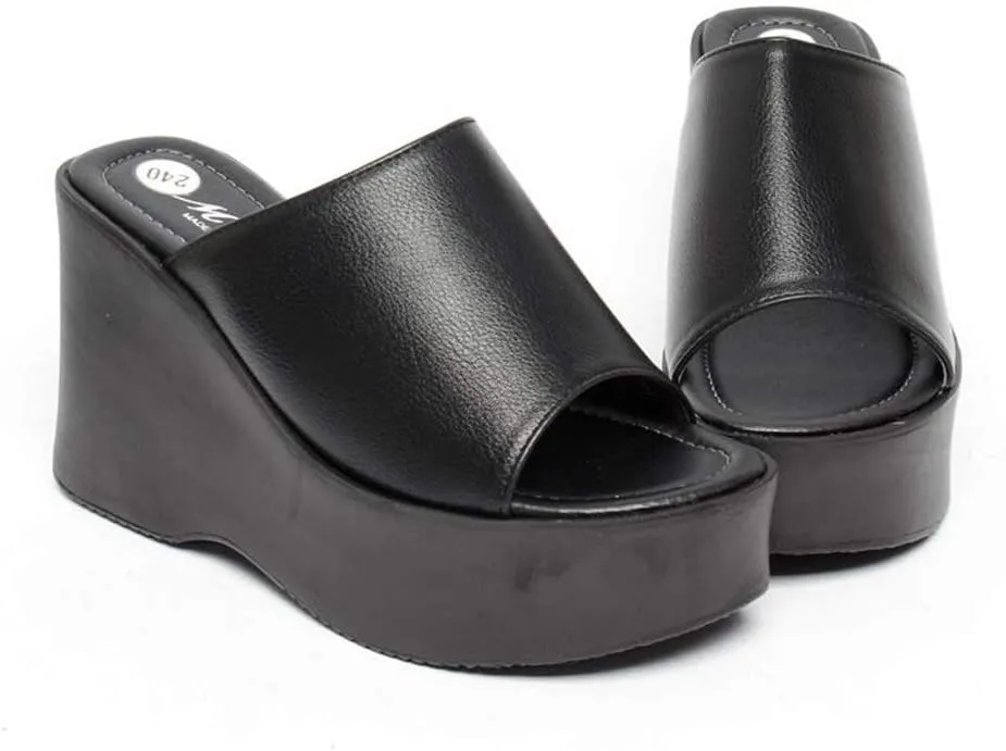epdavin Women's Simple Comfy Open Toe Platform High Heel Slippers Slides Shoes