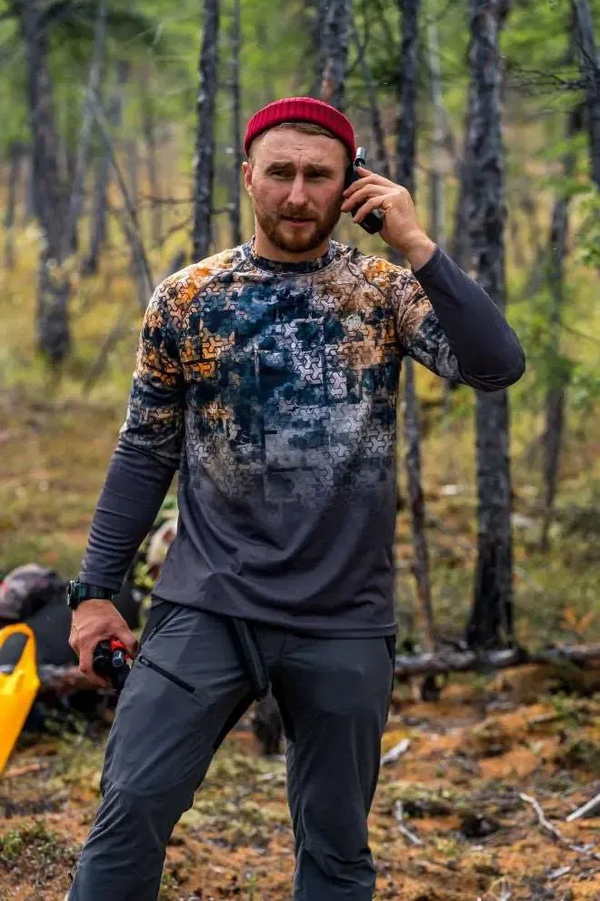 FHM Mark EVO V2 Print Orange/Grey Camouflage UV Protection Shirt UPF 50