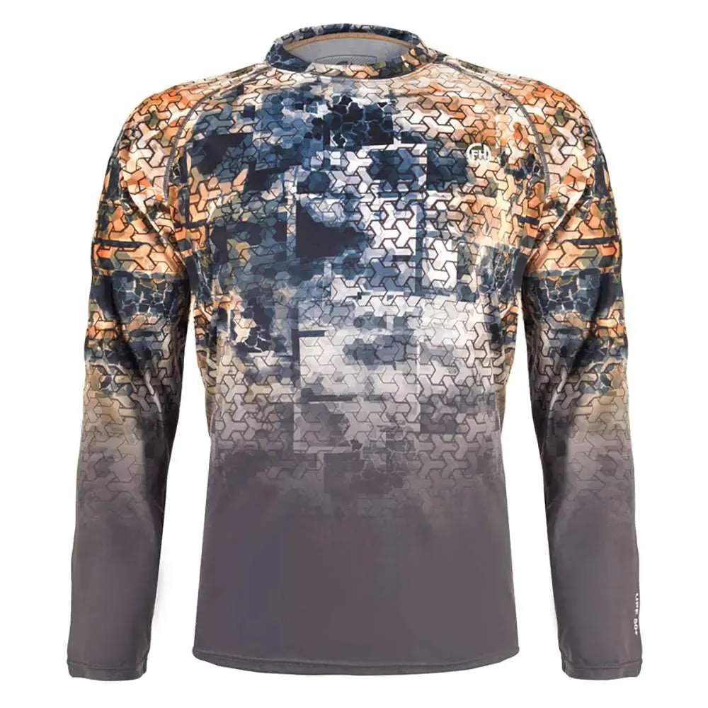 FHM Mark EVO V2 Print Orange/Grey Camouflage UV Protection Shirt UPF 50