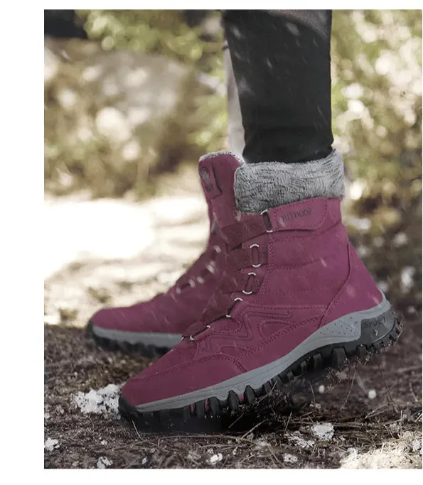 Fur Plush Warm Men Ankle Waterproof Men Boots Outdoor Non-Slip Hiking Boots