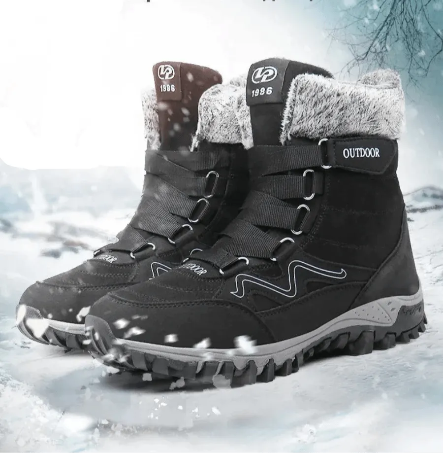 Fur Plush Warm Men Ankle Waterproof Men Boots Outdoor Non-Slip Hiking Boots