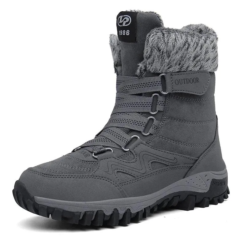 Fur Plush Warm Men Ankle Waterproof Men Boots Outdoor Non-Slip Hiking Boots