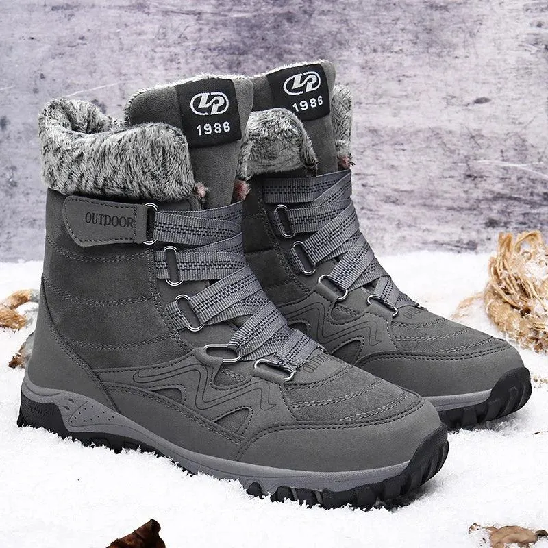 Fur Plush Warm Men Ankle Waterproof Men Boots Outdoor Non-Slip Hiking Boots