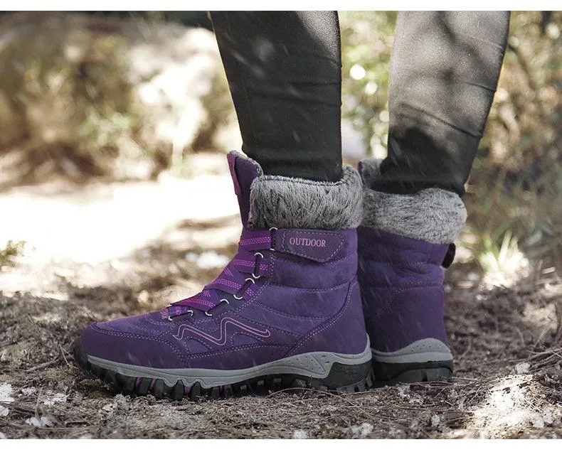 Fur Plush Warm Men Ankle Waterproof Men Boots Outdoor Non-Slip Hiking Boots