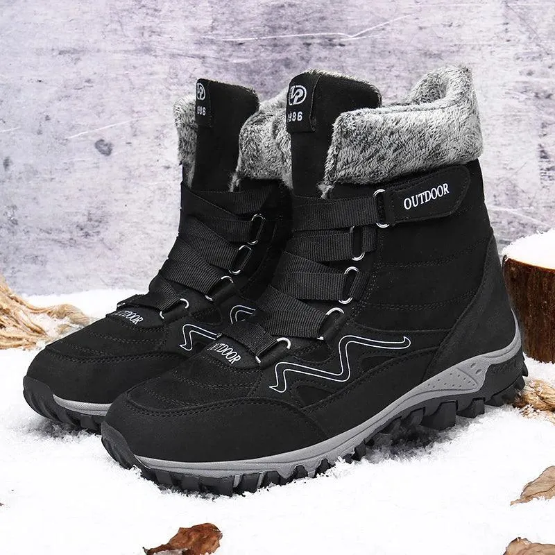 Fur Plush Warm Men Ankle Waterproof Men Boots Outdoor Non-Slip Hiking Boots