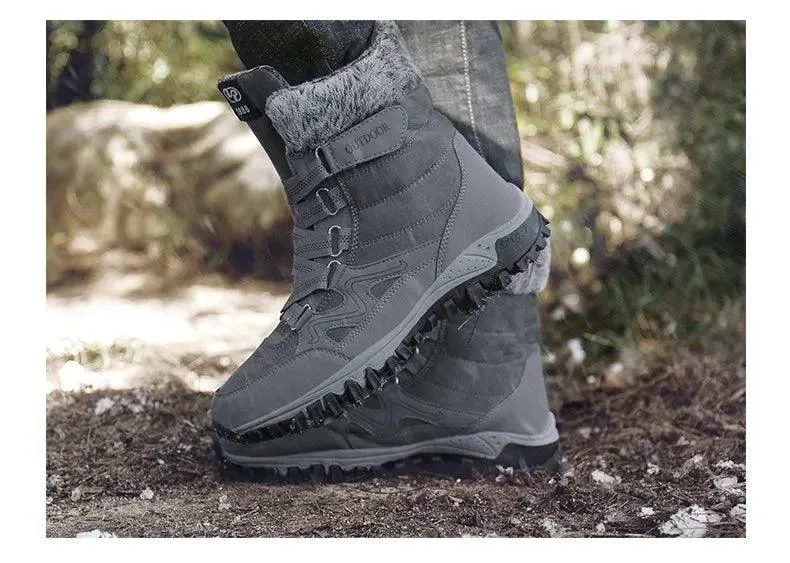 Fur Plush Warm Men Ankle Waterproof Men Boots Outdoor Non-Slip Hiking Boots