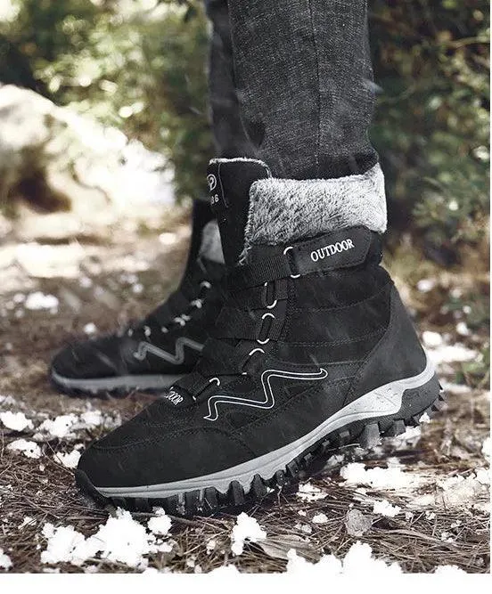 Fur Plush Warm Men Ankle Waterproof Men Boots Outdoor Non-Slip Hiking Boots