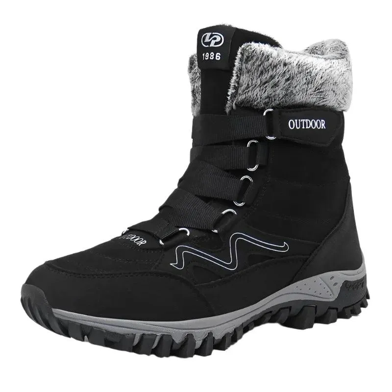 Fur Plush Warm Men Ankle Waterproof Men Boots Outdoor Non-Slip Hiking Boots
