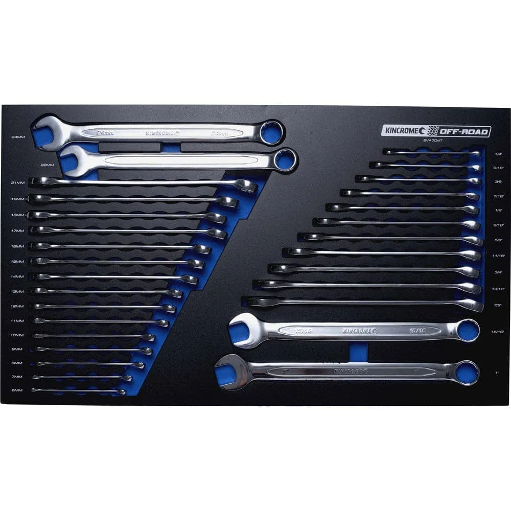 Kincrome EVA704T 30 Piece Metric & SAE Combination Spanner Tool Set with Eva Tray