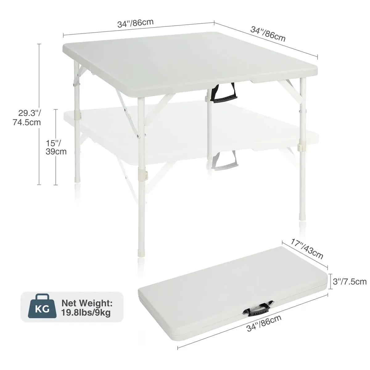 Lightweight Portable Square Card Table with Folding Legs