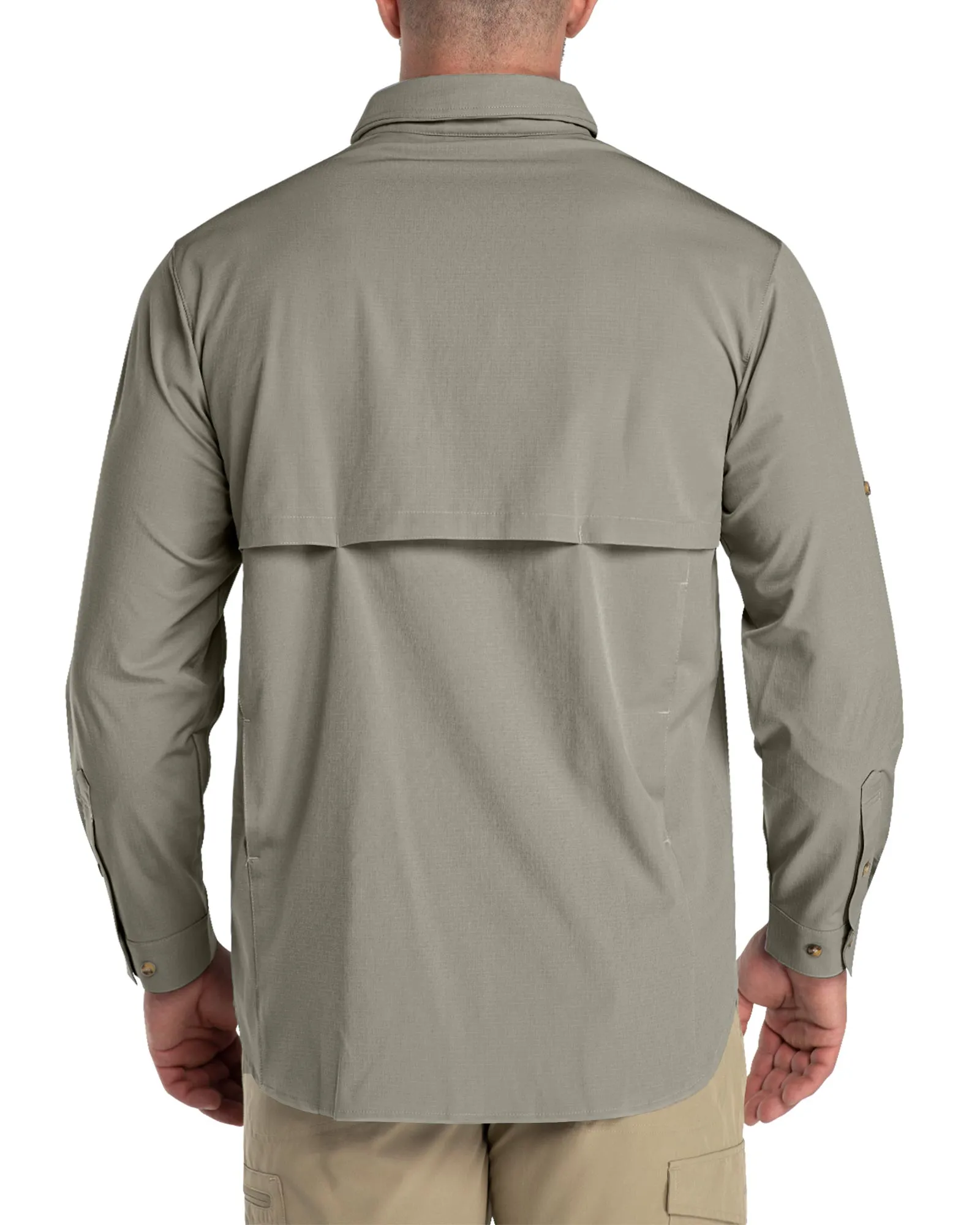 Men's 2 Zip Pockets UPF 50  Breathable Mesh Lined Vents Adjustable Sleeve Shirt