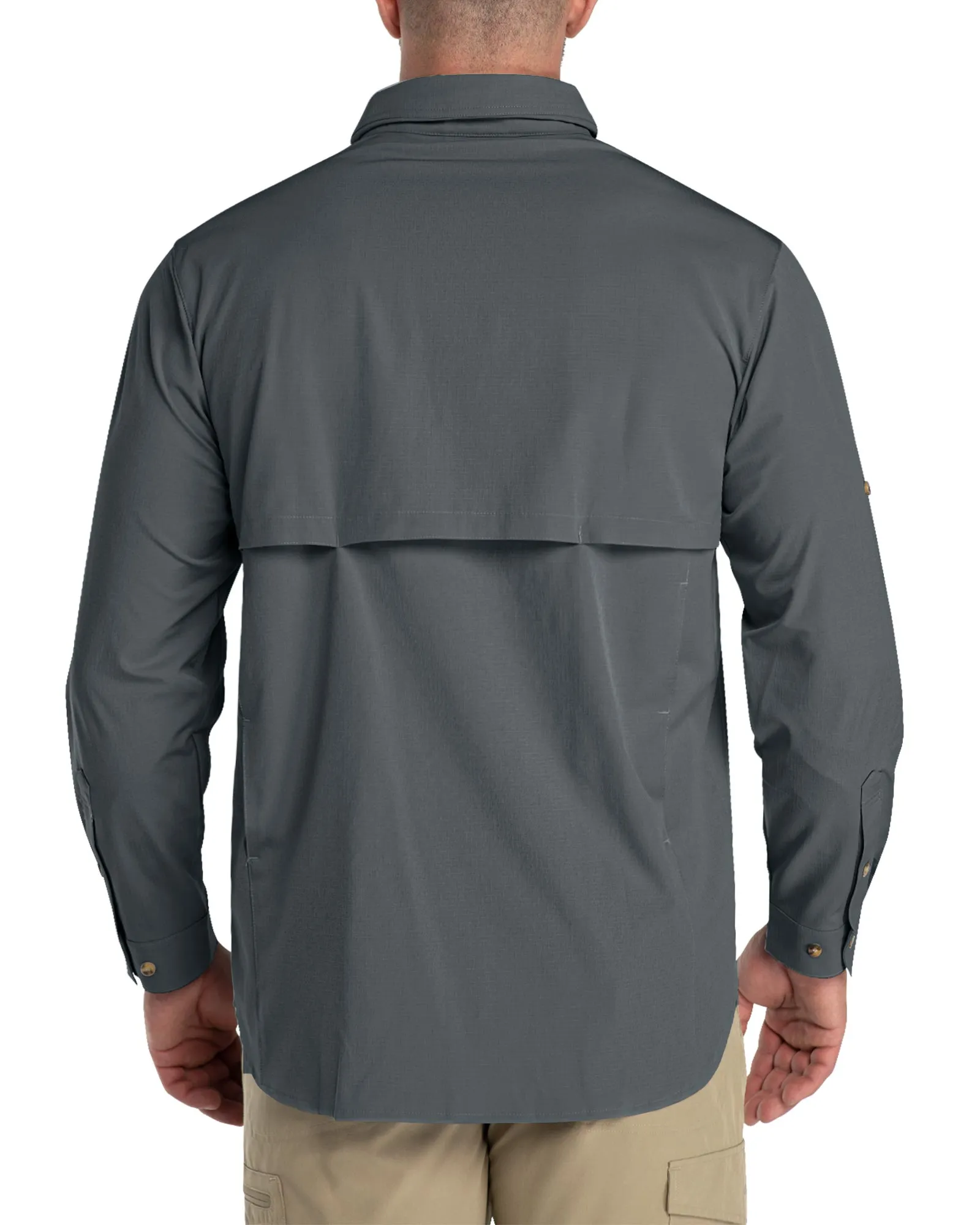 Men's 2 Zip Pockets UPF 50  Breathable Mesh Lined Vents Adjustable Sleeve Shirt