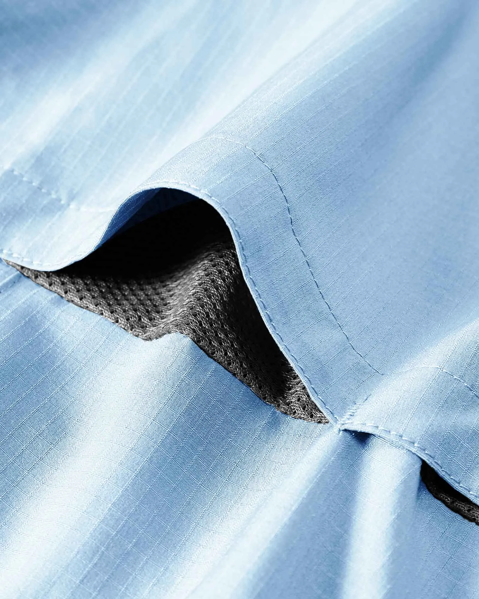 Men's 2 Zip Pockets UPF 50  Breathable Mesh Lined Vents Adjustable Sleeve Shirt