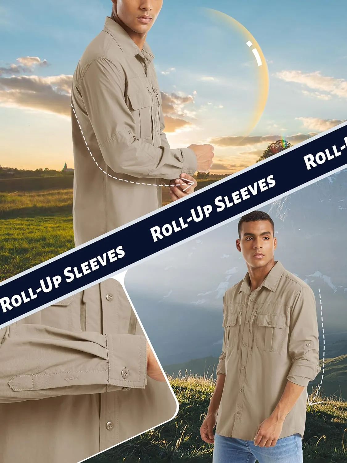 Men's Long Sleeve Hiking Button Shirts