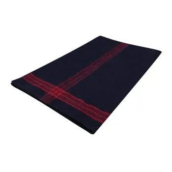 Navy With Gold Stripe Wool Blanket