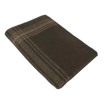 Navy With Gold Stripe Wool Blanket