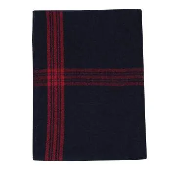 Navy With Gold Stripe Wool Blanket