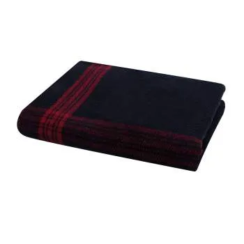 Navy With Gold Stripe Wool Blanket