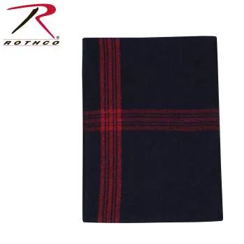 Navy With Gold Stripe Wool Blanket