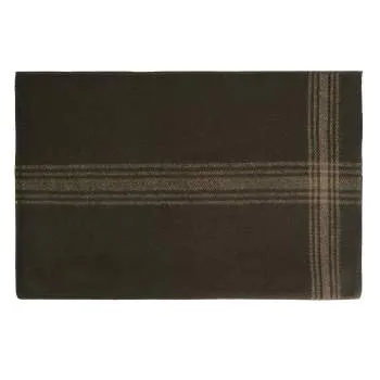 Navy With Gold Stripe Wool Blanket