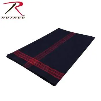 Navy With Gold Stripe Wool Blanket