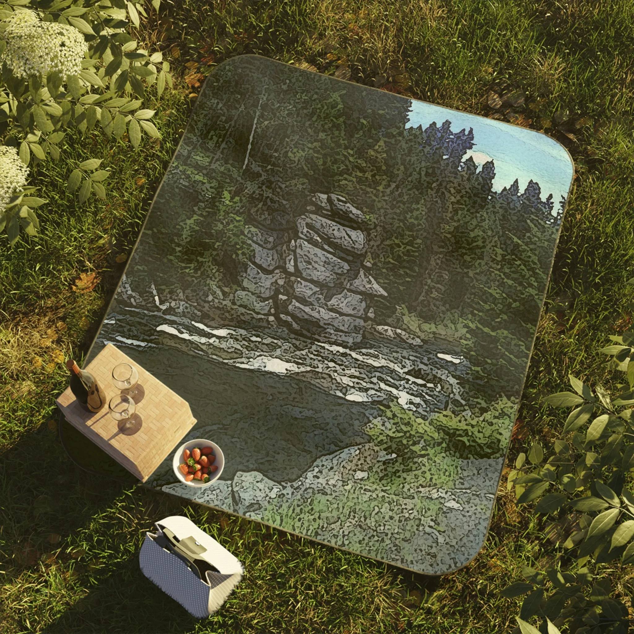 Picnic Blanket ..."I Am Innocent" ... Tricky-Dick Immortalized ... Nixon Rock: Along The River ... Central Idaho, Summer 2020 ... Original Works ...