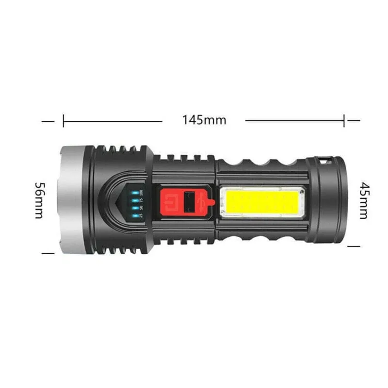 SMAXPro™ 2pk LED Tactical Rechargeable Flashlights: COB, Super Bright, Zoomable, Waterproof