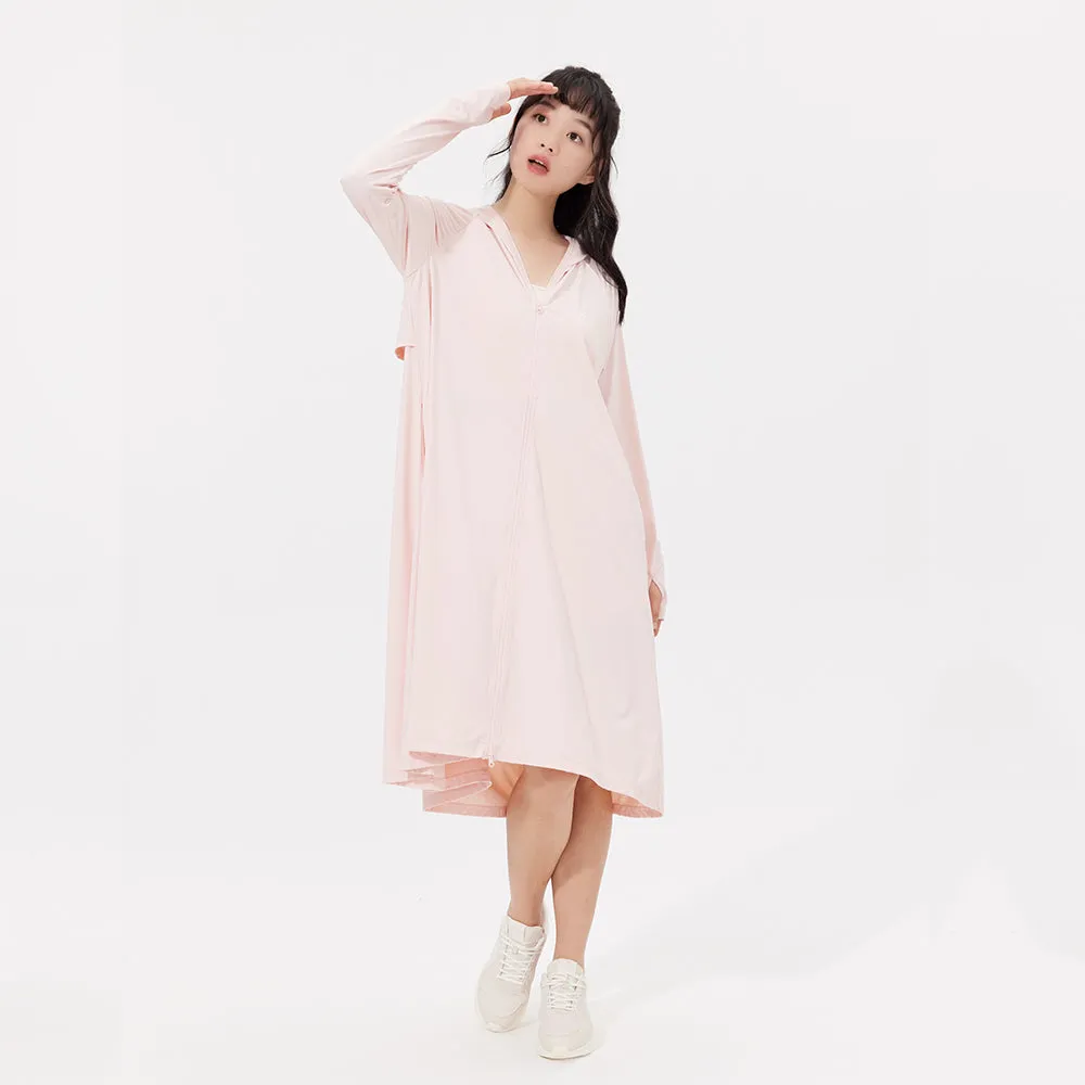 Women's Sun Protection Hoodie Long Sleeve Full Cover Cooling Mid Length Long Trench UPF 50 