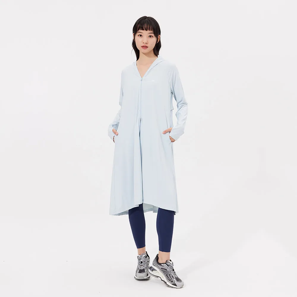 Women's Sun Protection Hoodie Long Sleeve Full Cover Cooling Mid Length Long Trench UPF 50 