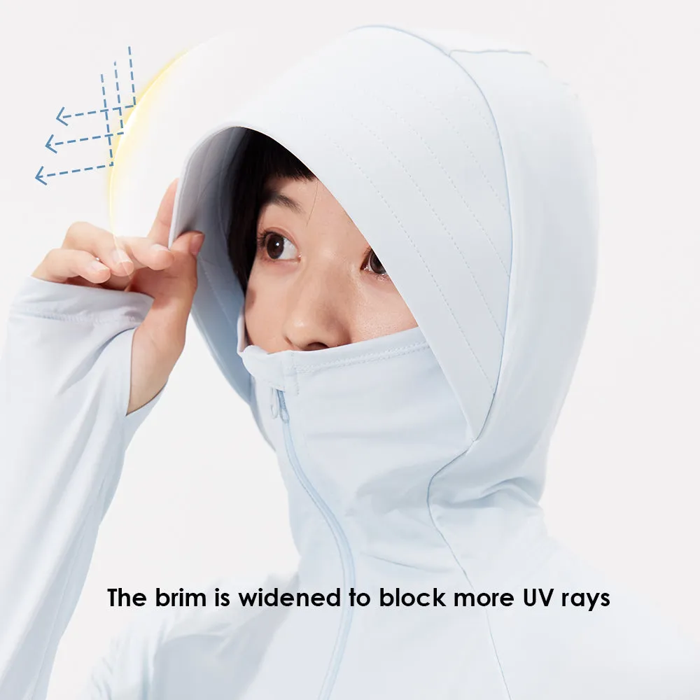 Women's Sun Protection Hoodie Long Sleeve Full Cover Cooling Mid Length Long Trench UPF 50 