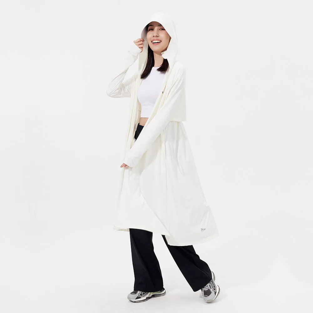 Women's Sun Protection Hoodie Long Sleeve Full Cover Cooling Mid Length Long Trench UPF 50 