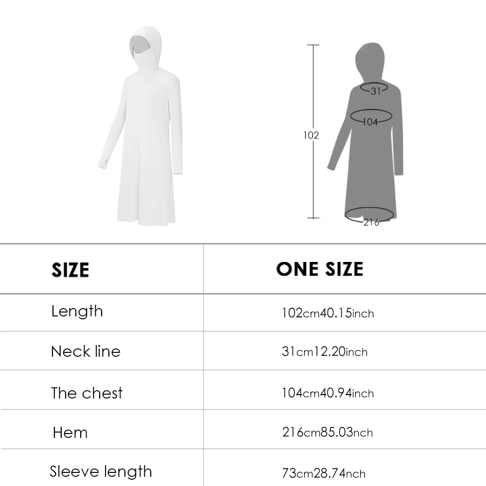 Women's Sun Protection Hoodie Long Sleeve Full Cover Cooling Mid Length Long Trench UPF 50 