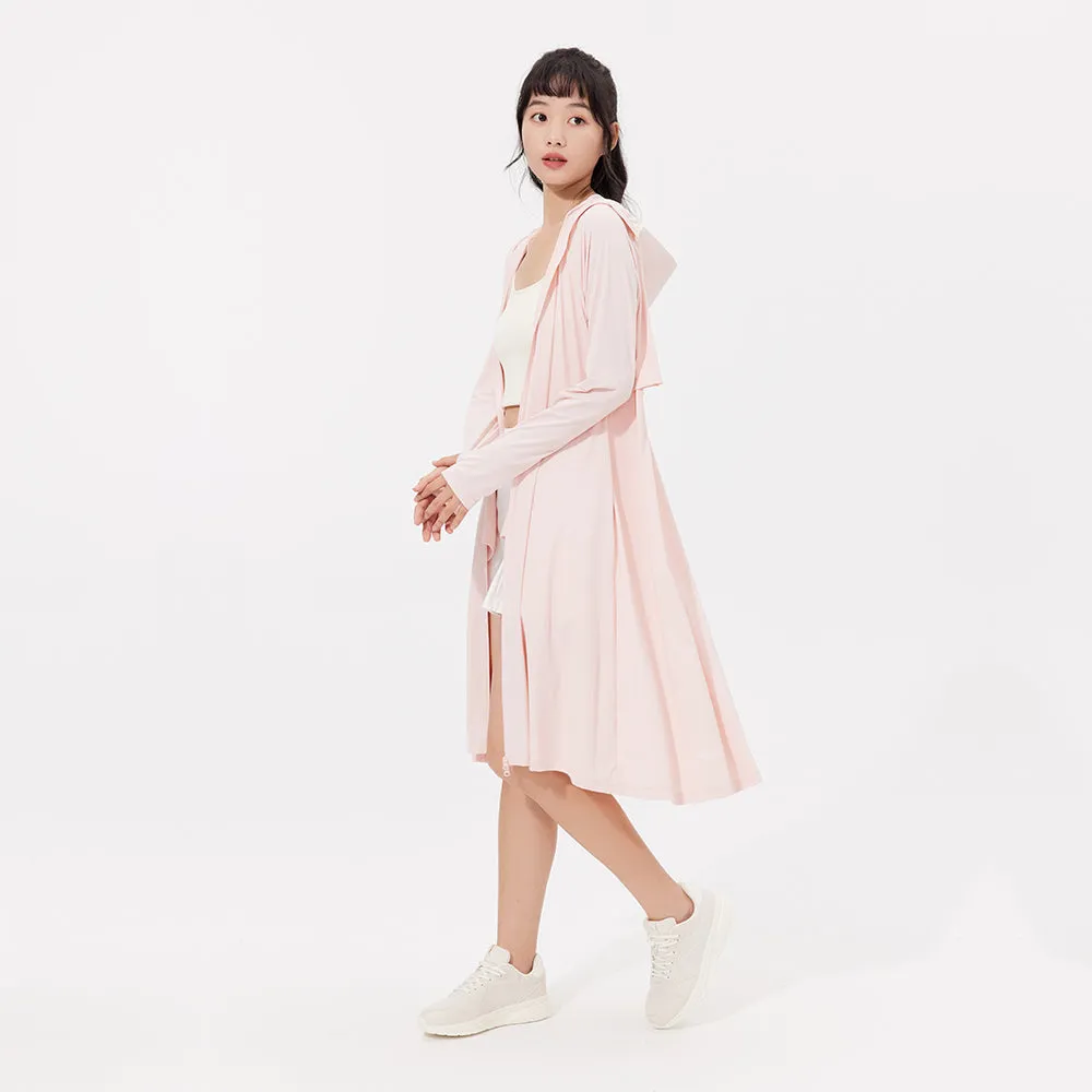 Women's Sun Protection Hoodie Long Sleeve Full Cover Cooling Mid Length Long Trench UPF 50 