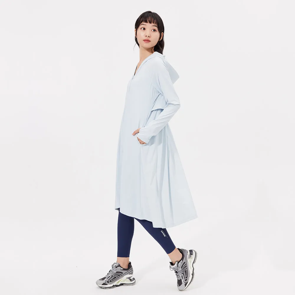 Women's Sun Protection Hoodie Long Sleeve Full Cover Cooling Mid Length Long Trench UPF 50 
