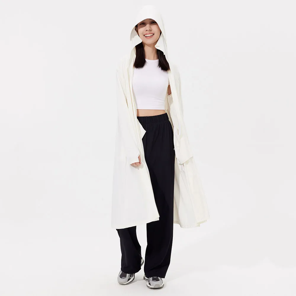 Women's Sun Protection Hoodie Long Sleeve Full Cover Cooling Mid Length Long Trench UPF 50 