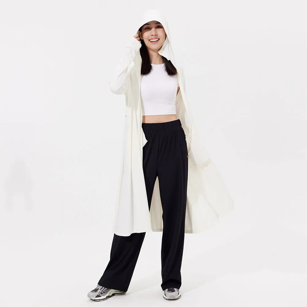 Women's Sun Protection Hoodie Long Sleeve Full Cover Cooling Mid Length Long Trench UPF 50 